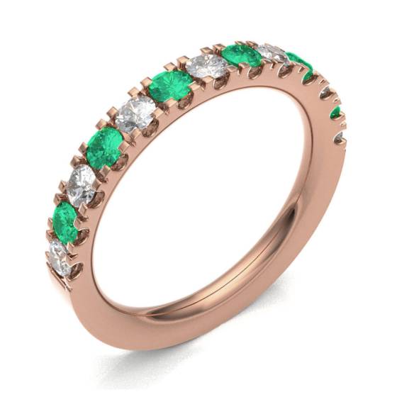 Emerald & Diamond Prong Half Eternity Ring