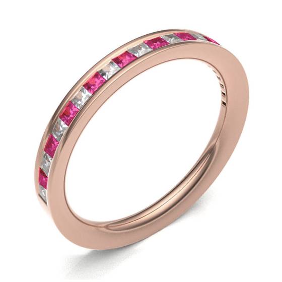 Ruby & Diamond Channel Set Half Eternity Ring