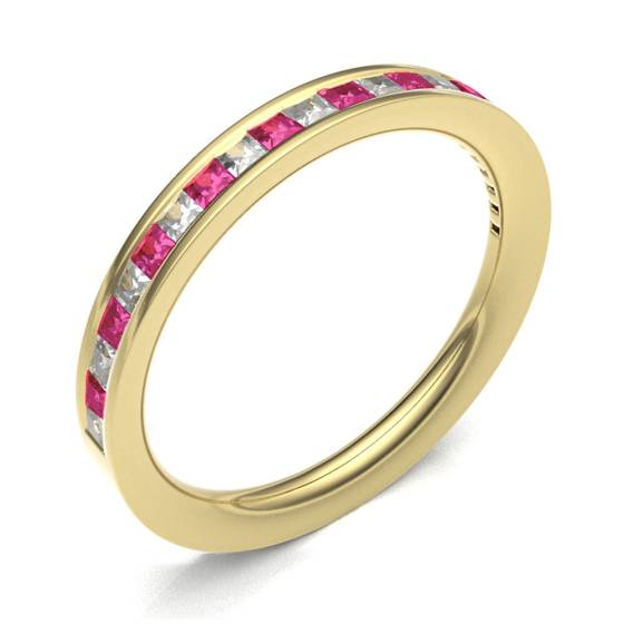 Ruby & Diamond Channel Set Half Eternity Ring