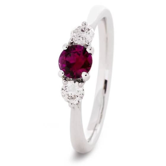 HRRGRY1019 Ruby and Diamond Three Stone Ring