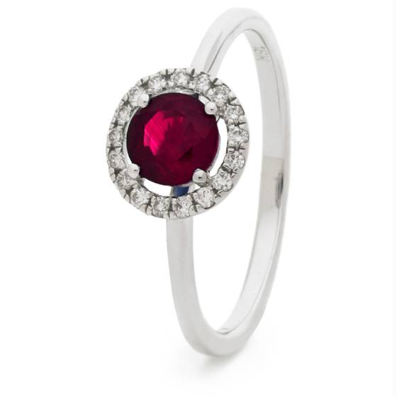 HRRGRY1044 Ruby & Diamond Single Band Halo Ring