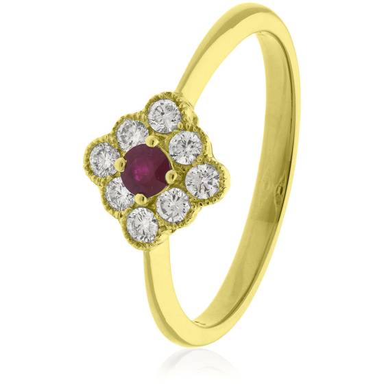 HRRGRY1073 Designer Cluster Ruby Gemstone Ring