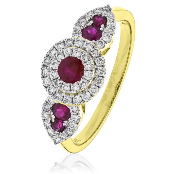 HRRGRY1077 Pear Sides Ruby Gemstone Cluster Ring
