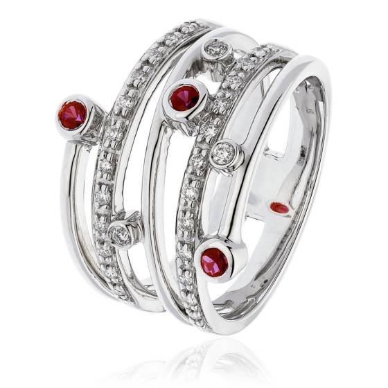 HRRGRY1085 Diva Ruby Gemstone Cocktail Diamond Ring