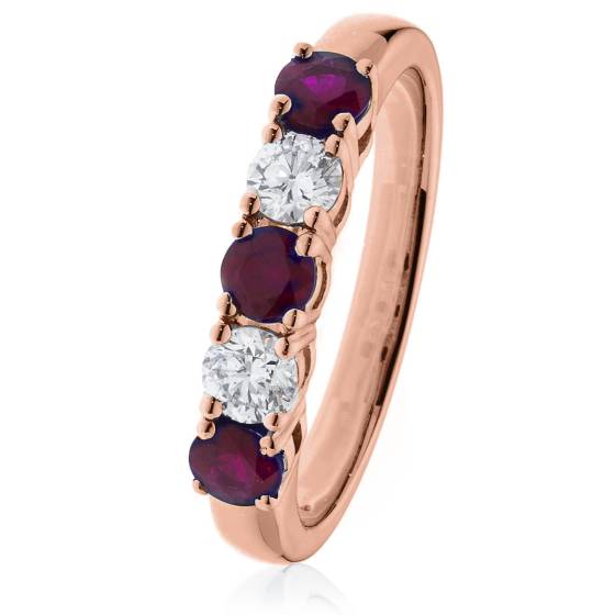HRRGRY984 Ruby & Diamond 5 Stone Diamond Ring