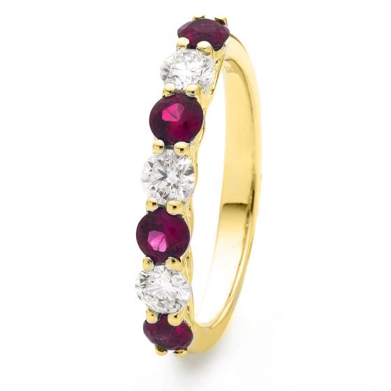 HRRGRY990 Ruby 7 Stone Diamond Ring