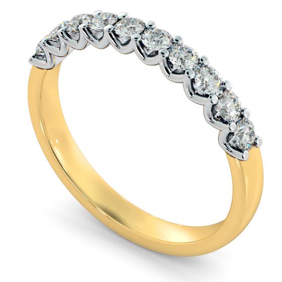 CORONA U Prong Round cut Half Eternity Ring
