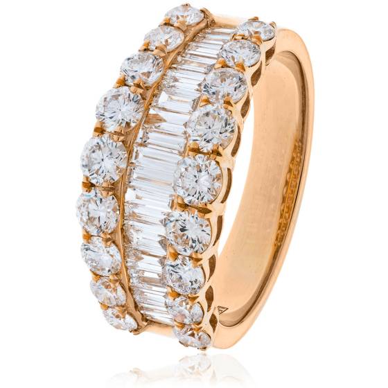 HRRHE967 Designer Baguette and Round cut Half Eternity Ring