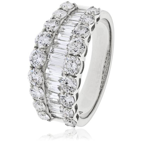 HRRHE967 Designer Baguette and Round cut Half Eternity Ring