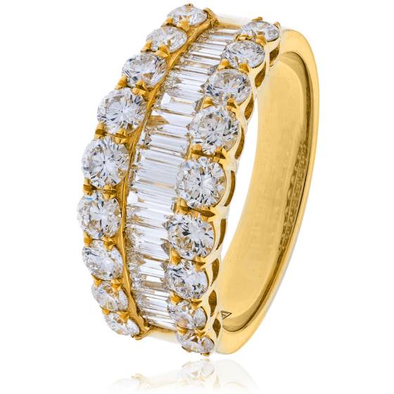 HRRHE967 Designer Baguette and Round cut Half Eternity Ring