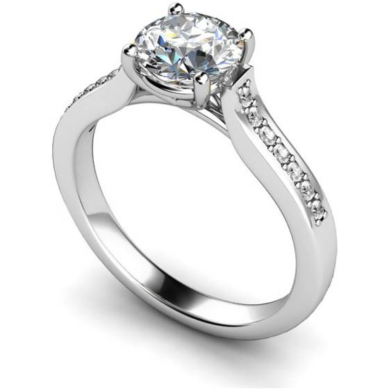 HRRSD523  Round cut Grain Set Shoulder Diamond Ring