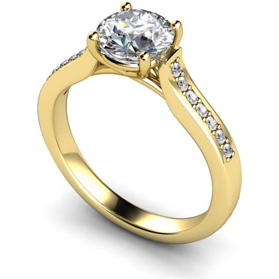 HRRSD523  Round cut Grain Set Shoulder Diamond Ring