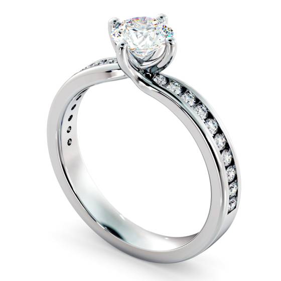 HRRSD594 Crossover Setting Round cut Diamond Ring with Accent Stones