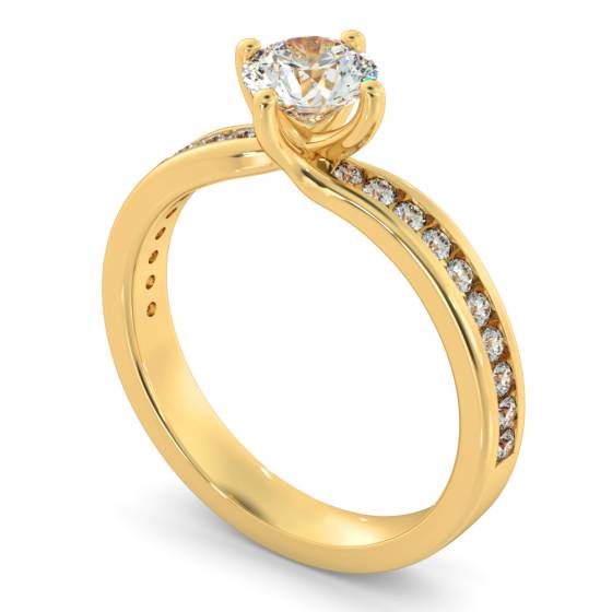 HRRSD594 Crossover Setting Round cut Diamond Ring with Accent Stones