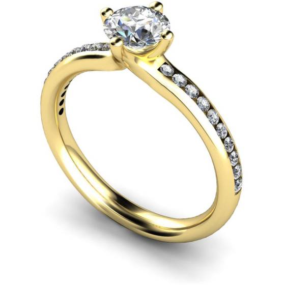 HRRSD637 Four Claws Crossover Round cut Shoulder Diamond Ring