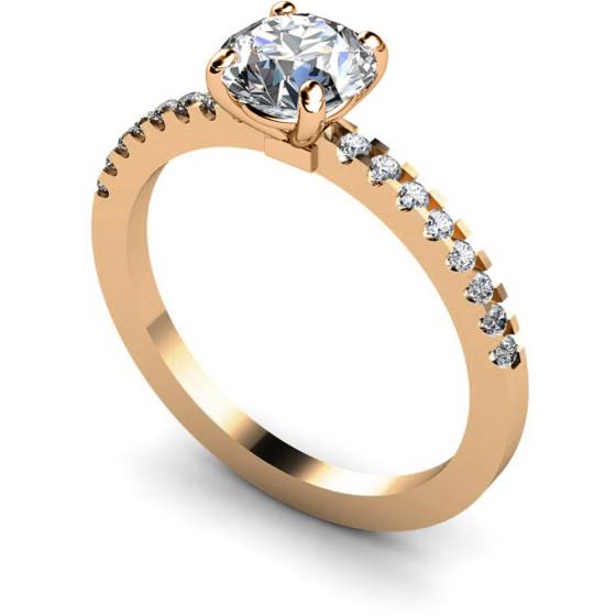 HRRSD644 Round cut Diamond Ring with Claw Set Accent Stones