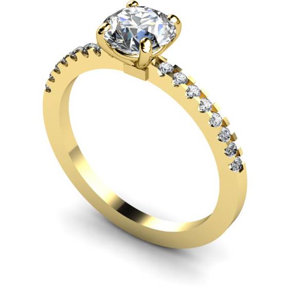 HRRSD644 Round cut Diamond Ring with Claw Set Accent Stones