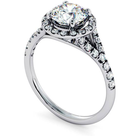 HRRSD682 Round cut Y Split Band Halo Diamond Ring