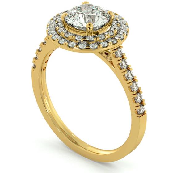 HRRSD684 Shoulder set Double Halo Round cut Diamond Ring