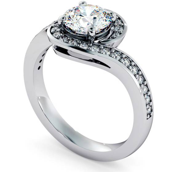 HRRSD685 Micro Pave set Round cut Swirl Halo Diamond Ring
