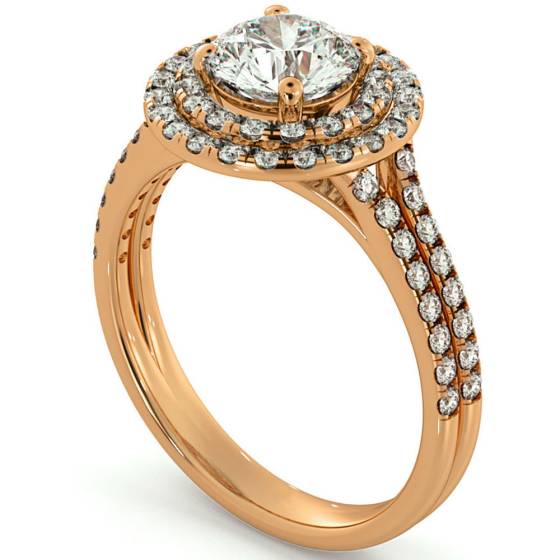 HRRSD687 Split Double Band Double Halo Round cut Diamond Ring