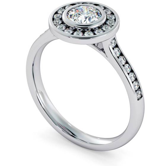 HRRSD696 Round cut Channel set Single Halo Diamond Ring