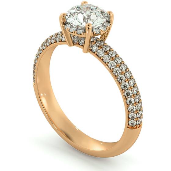 HRRSD698 Micro Pave set 3 Rows Round cut Halo Diamond Ring