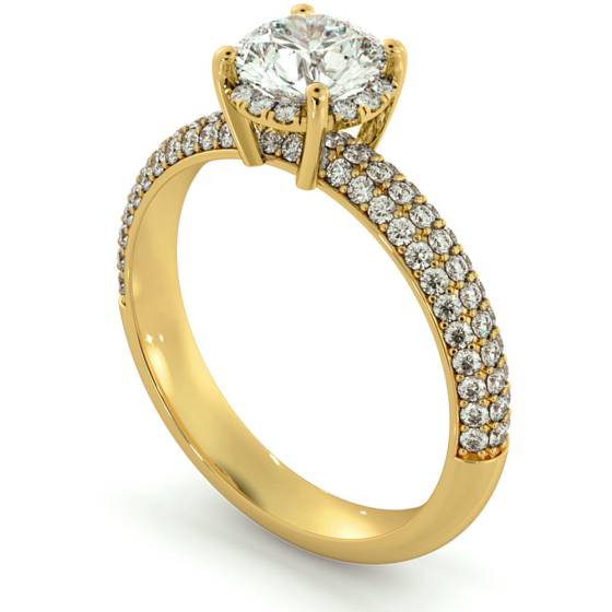 HRRSD698 Micro Pave set 3 Rows Round cut Halo Diamond Ring