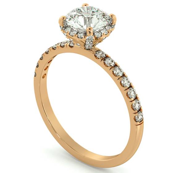 HRRSD700 Round cut Studded Prongs Halo Diamond Ring