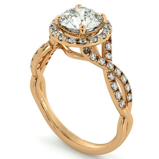 HRRSD704 Pave Infinity Band Round cut Halo Diamond Ring