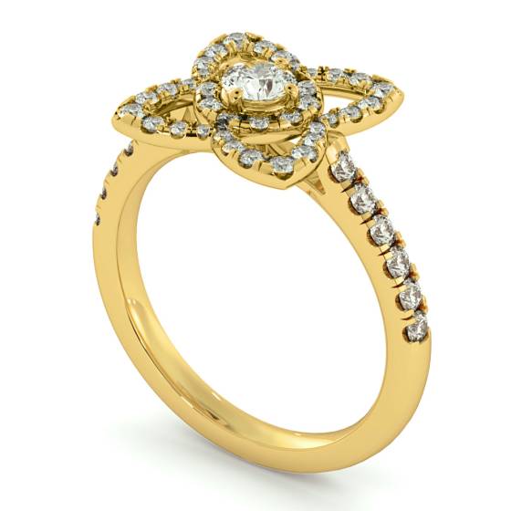 HRRSD726 Lotus Motif Halo Diamond Ring