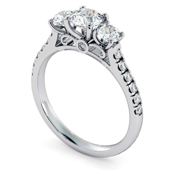 HRRTR732 Round cut Designer 3 Stone Diamond Engagement Ring