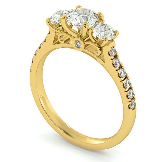 HRRTR732 Round cut Designer 3 Stone Diamond Engagement Ring