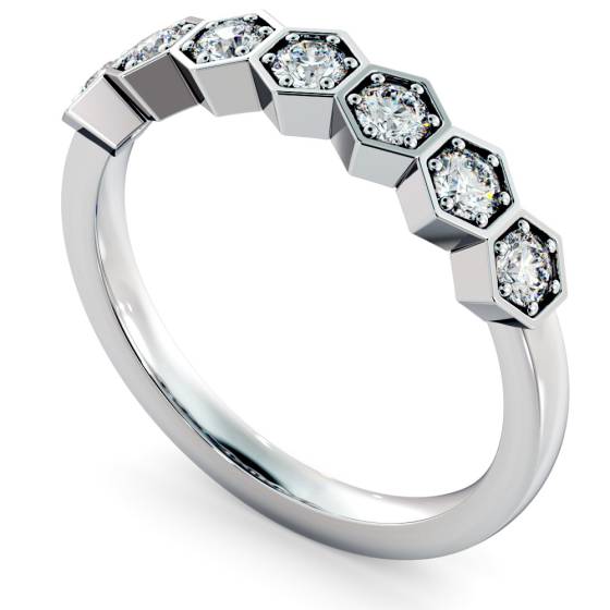 OKDA Round cut Vintage Half Eternity Diamond Ring