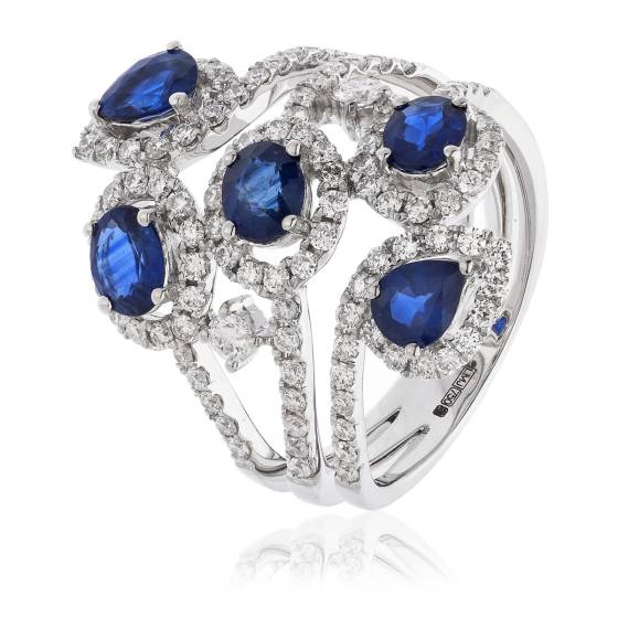 HRXGBS1086 Fancy Blue Sapphire & Diamond Cocktail Ring