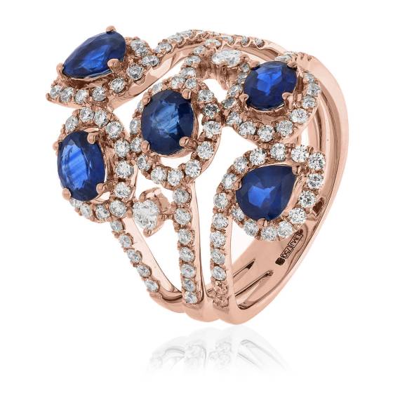 HRXGBS1086 Fancy Blue Sapphire & Diamond Cocktail Ring