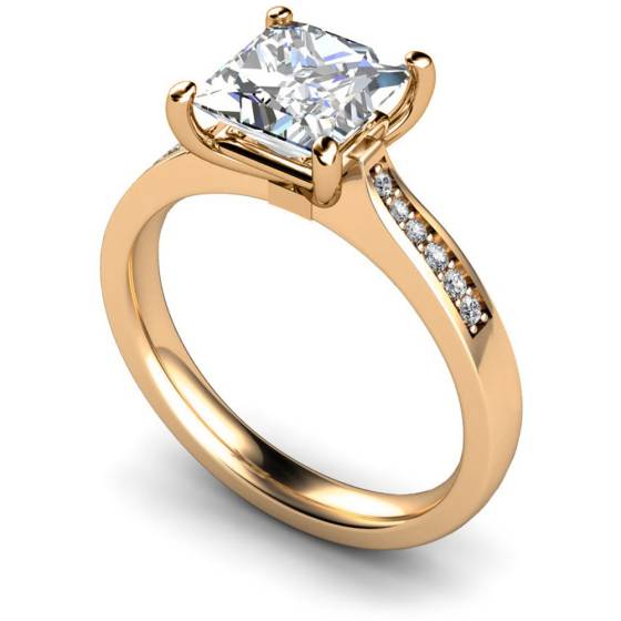 HRXSD659 Four Prongs Princess cut Grain Set Shoulder Diamond Ring