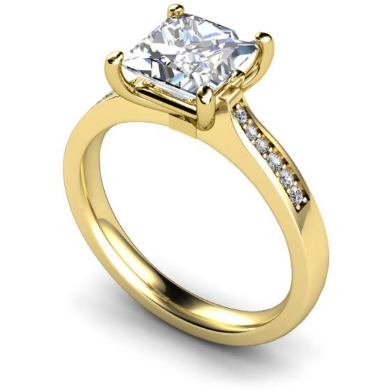 HRXSD659 Four Prongs Princess cut Grain Set Shoulder Diamond Ring