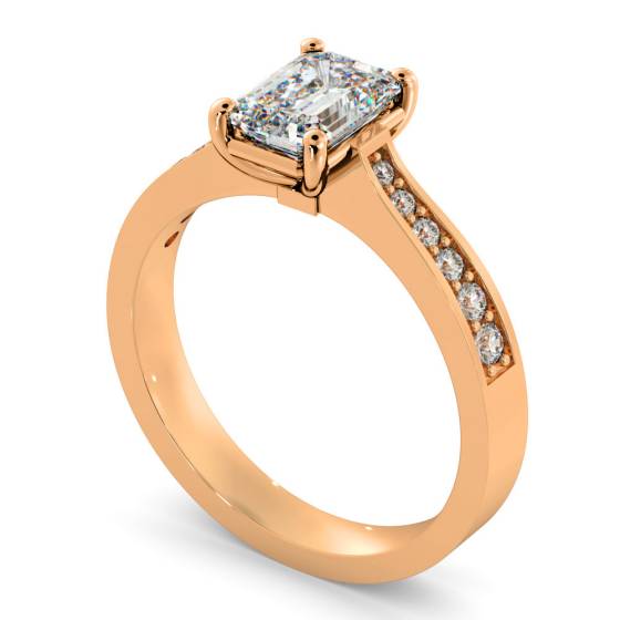 HRXSD670 Emerald cut Diamond Ring with Grain Set Accent Stones