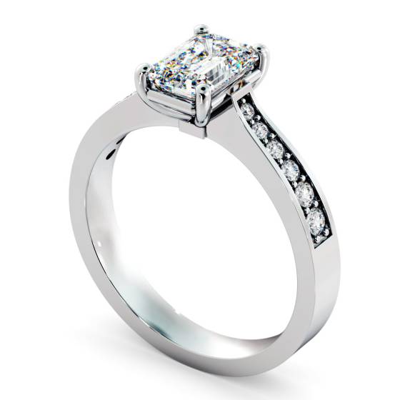 HRXSD670 Emerald cut Diamond Ring with Grain Set Accent Stones