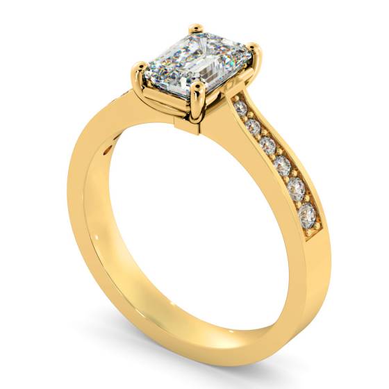 HRXSD670 Emerald cut Diamond Ring with Grain Set Accent Stones