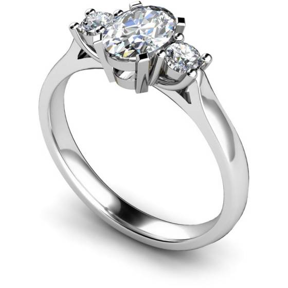 HRXTR116 Oval & Round 3 Stone Diamond Ring