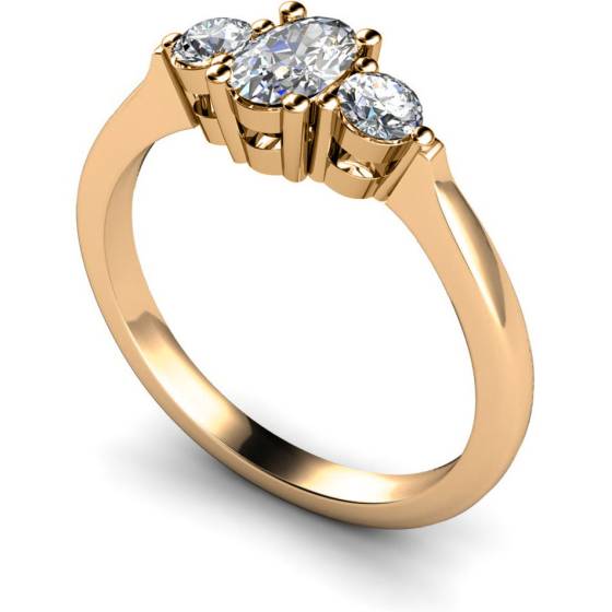 HRXTR125 Oval & Round 3 Stone Diamond Ring