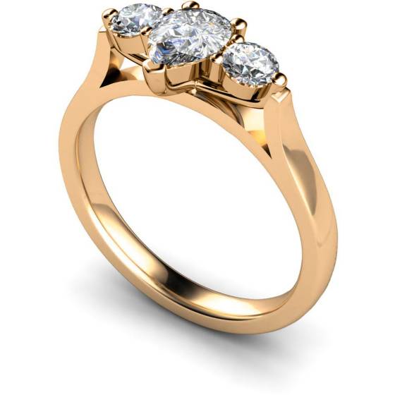 HRXTR129 Pear & Round 3 Stone Diamond Ring