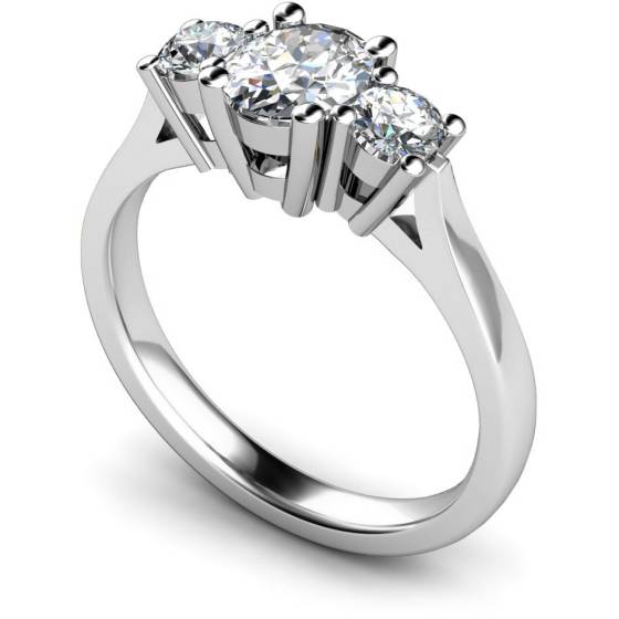 HRXTR130 Oval & Round 3 Stone Diamond Ring
