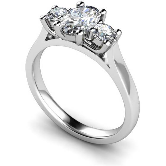 HRXTR137 Oval & Round 3 Stone Diamond Ring