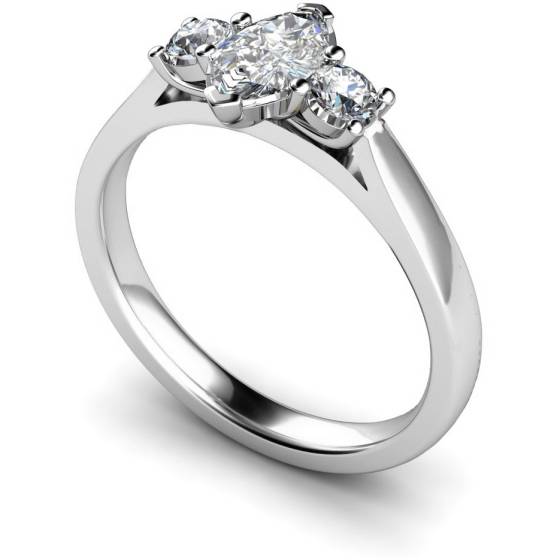 HRXTR142 Marquise & Round 3 Stone Diamond Ring