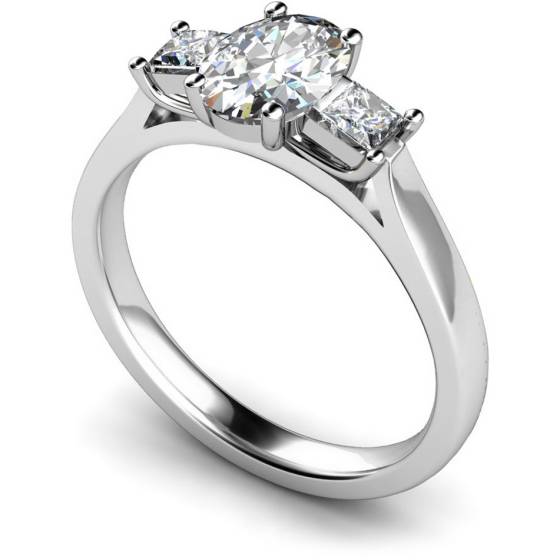 HRXTR143 Oval & Princess 3 Stone Diamond Ring