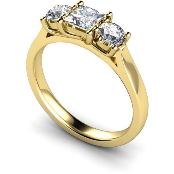 HRXTR144 Princess & Round 3 Stone Diamond Ring