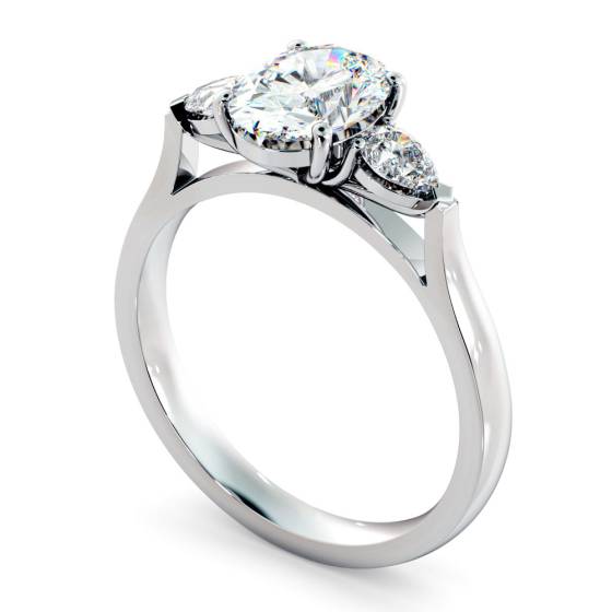 HRXTR146 Oval & Pear 3 Stone Diamond Ring